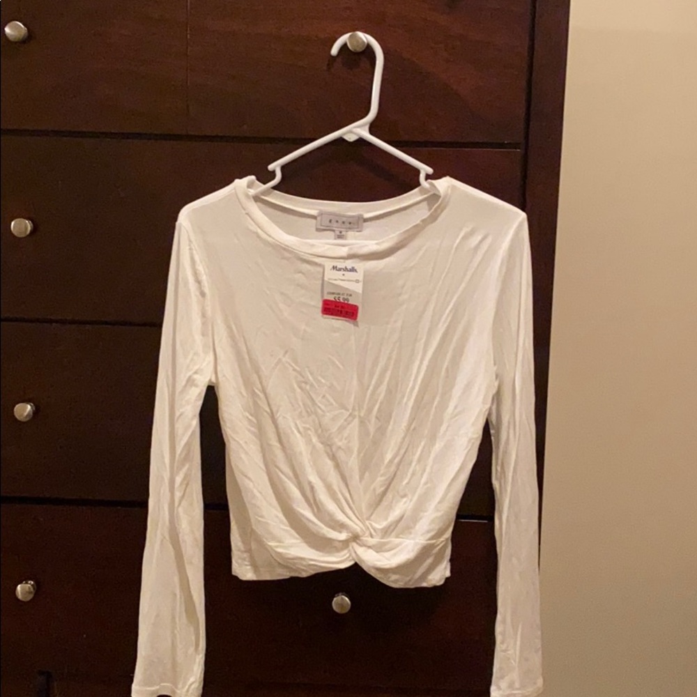 Long sleeve white crop top